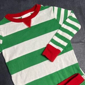 Wondershop Striped Green and White Kids Holiday Pajamas with Red Accents